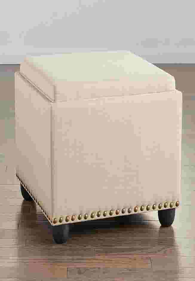 400 lbs. Weight Capacity 22" Square Studded Ottoman image number 1