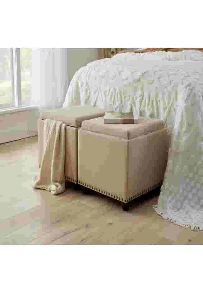 400 lbs. Weight Capacity 22" Square Studded Ottoman image number 0