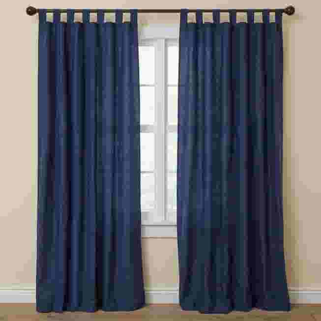 Simple Poly Cotton Canvas Tab-Top Panel, Navy | Brylane Home