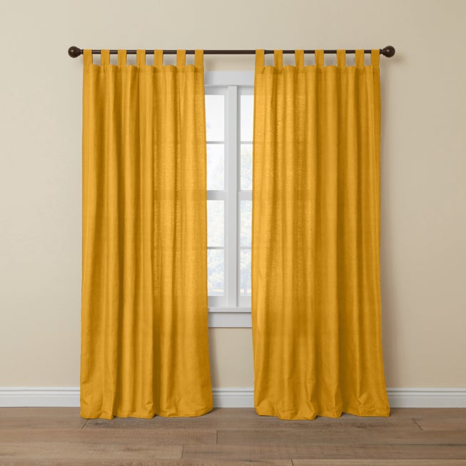 Simple Poly Cotton Canvas Tab-Top Panel, Ochre | Brylane Home