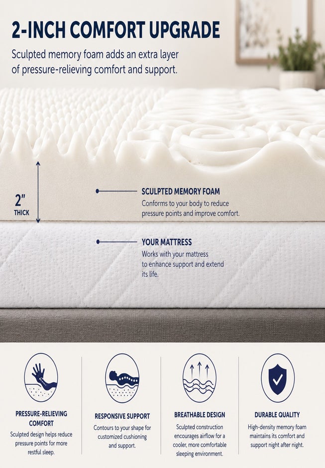 2 Inch 7-Zone Memory Foam Mattress Topper image number 1