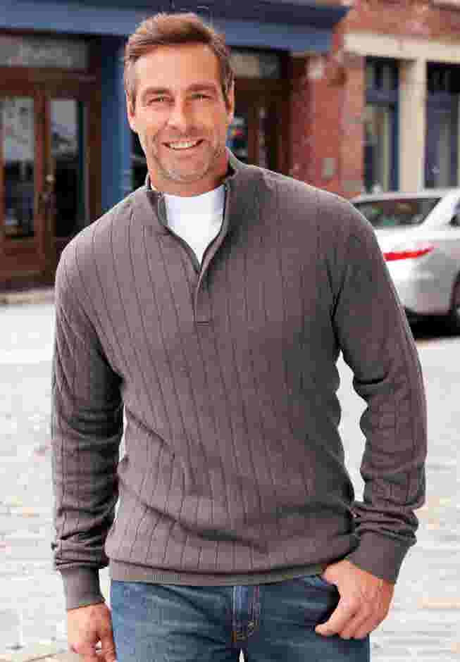 Quarter Zip Mock Neck Lightweight Sweater image number 3