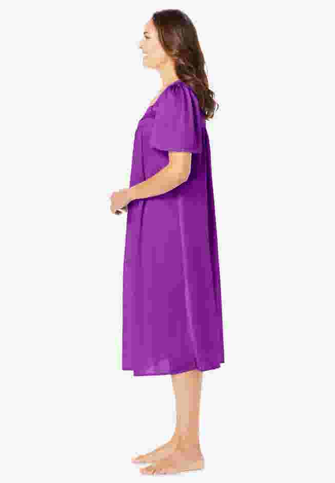 Short Silky Lace-Trim Gown image number 2