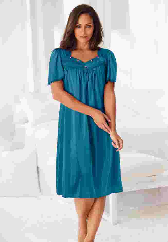 Short Silky Lace-Trim Gown image number 5
