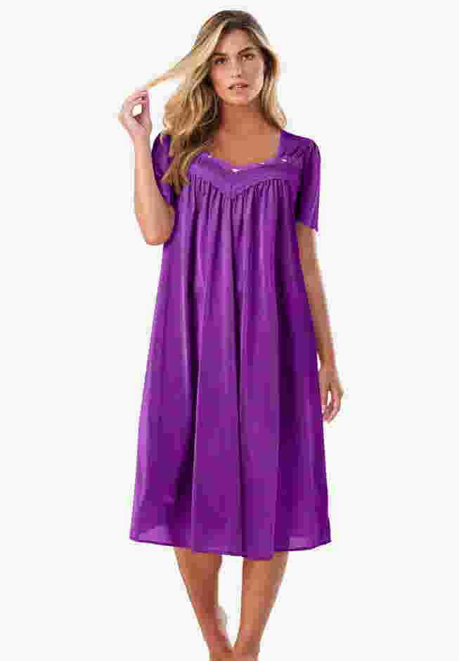 Short Silky Lace-Trim Gown image number 0