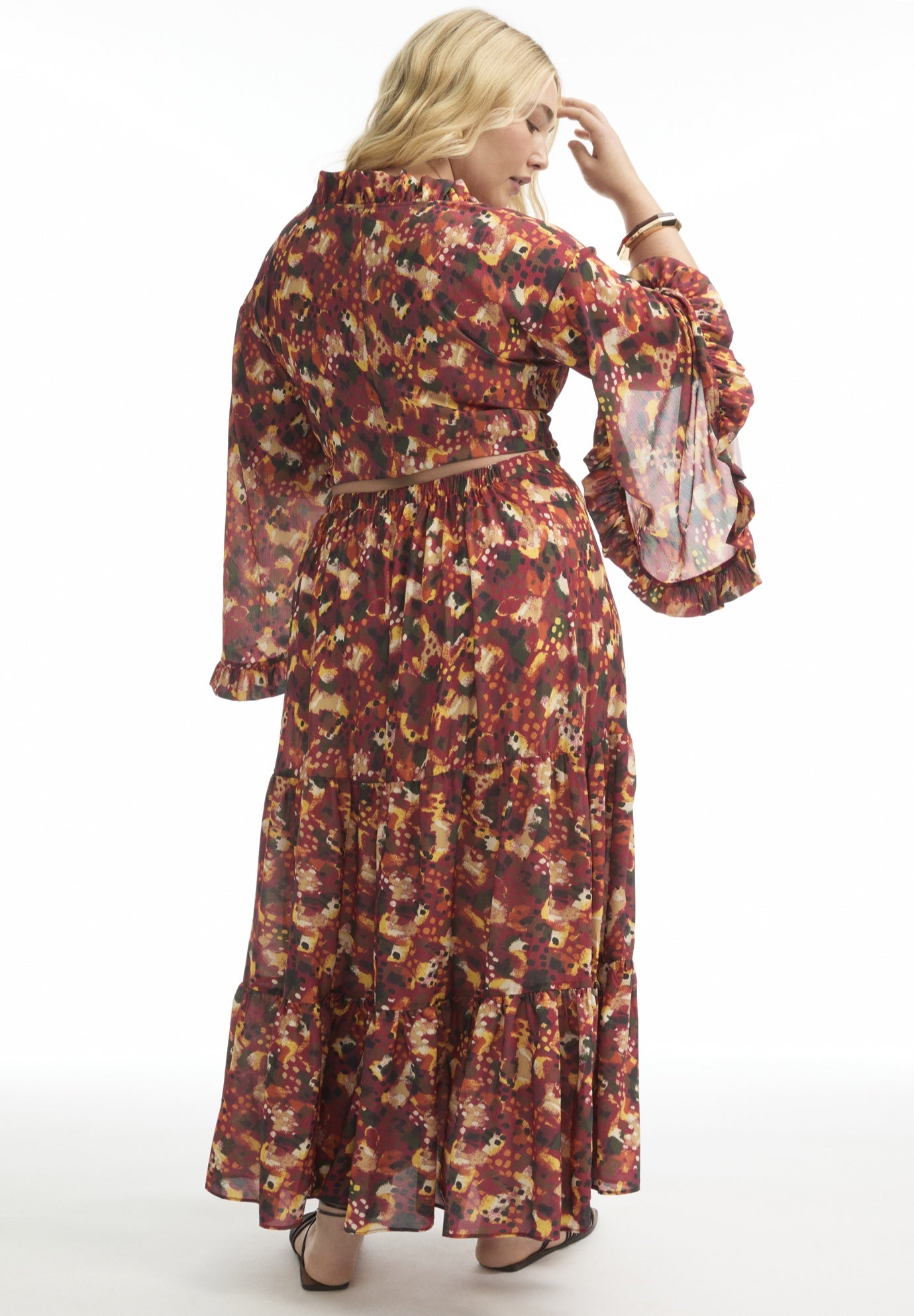 Tiered Printed Maxi Skirt image number 1