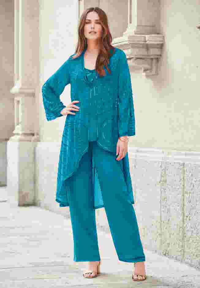 Plus Size Beaded Tunic & Pant Set – Elegant 2-Piece Evening Outfit image number 4