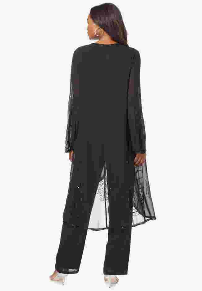 Plus Size Beaded Tunic & Pant Set – Elegant 2-Piece Evening Outfit image number 2