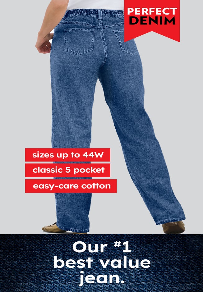 Perfect All-Cotton Back-Elastic Denim Jeans image number 7