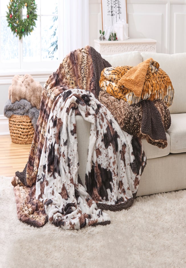 Faux Fur Animal Print Blanket image number 2
