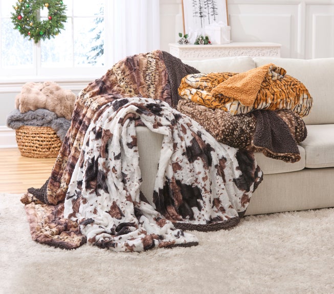 Faux Fur Animal Print Blanket image number 2