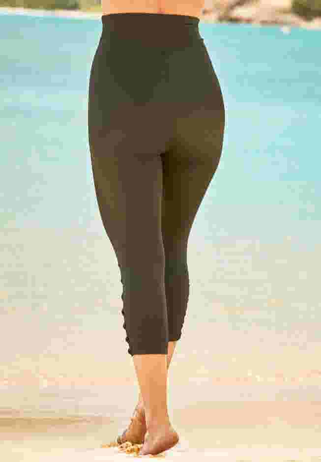 High-Waisted Swim Capri with Lattice Detail image number 1