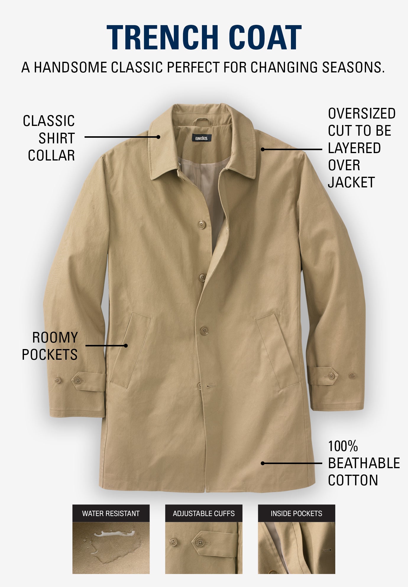 Water-Resistant Trench Coat image number 1