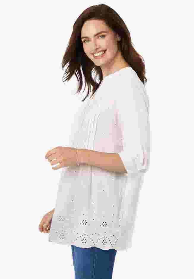 Embroidered Pintuck Tunic image number 2