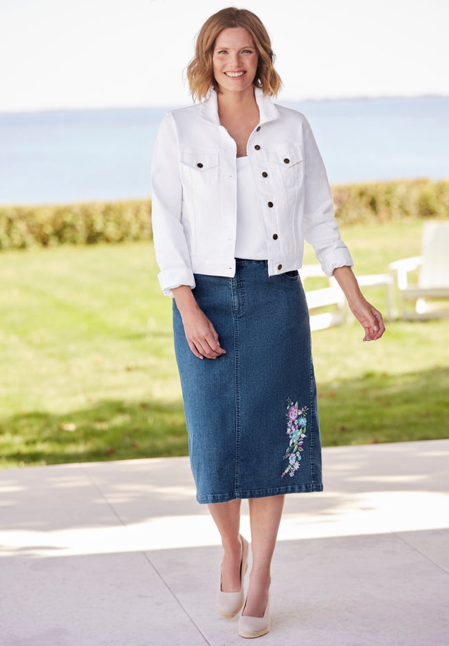 Stretch Denim Five-Pocket Jeans Skirt image number 4