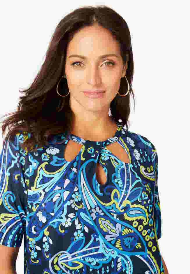 Stretch Knit Cutout Swing Tunic image number 3