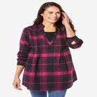 Flannel Tunic With Layered Look image number null