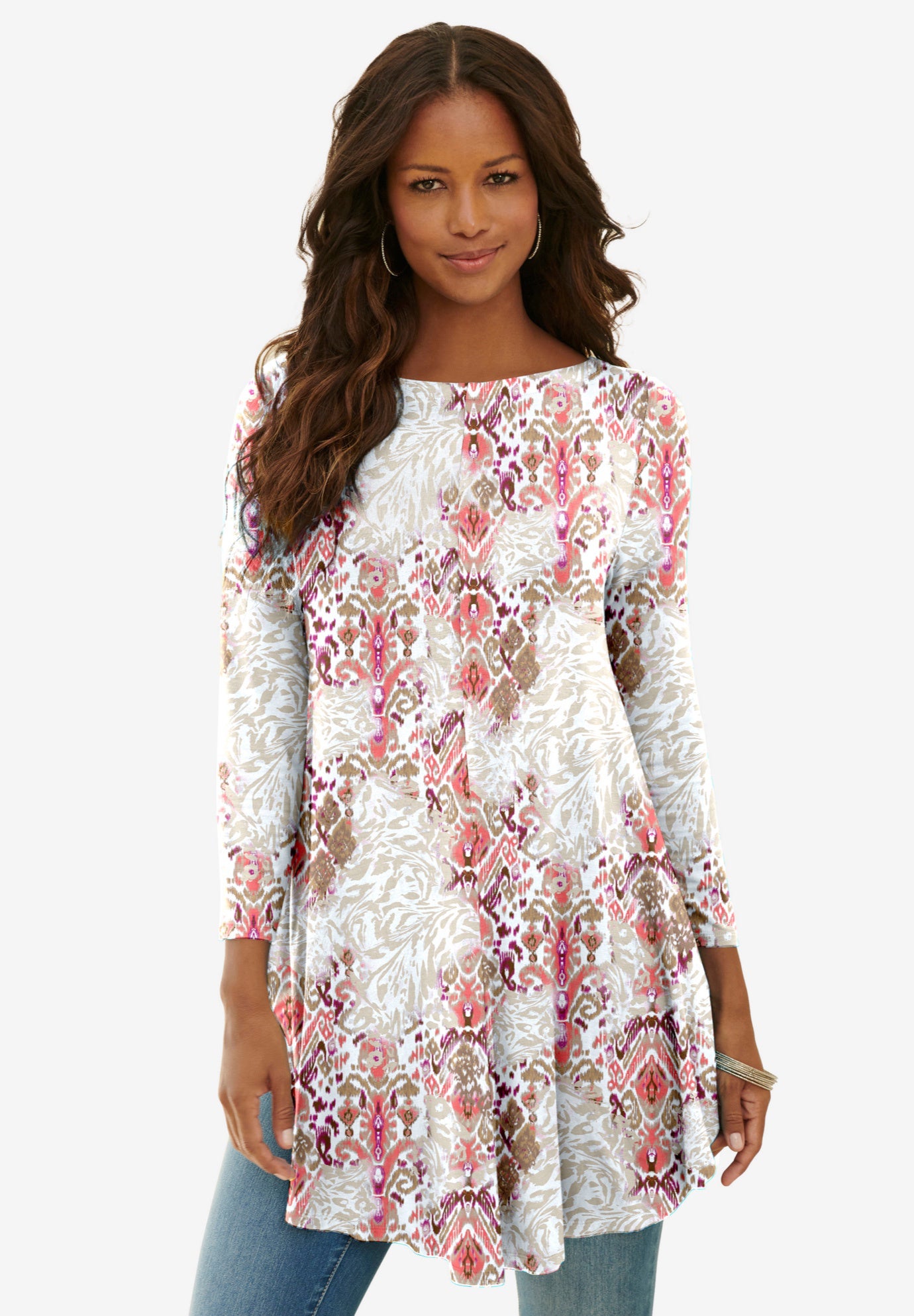 Plus Size Boatneck Swing Ultra Drape Tunic Top image number 0