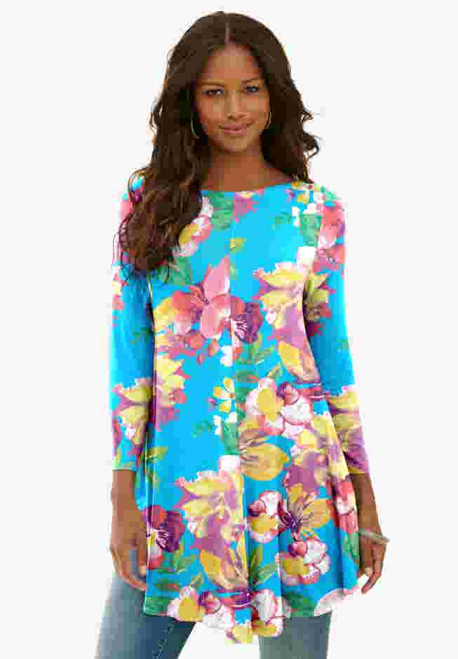 Boatneck Swing Ultra Drape Tunic image number 0