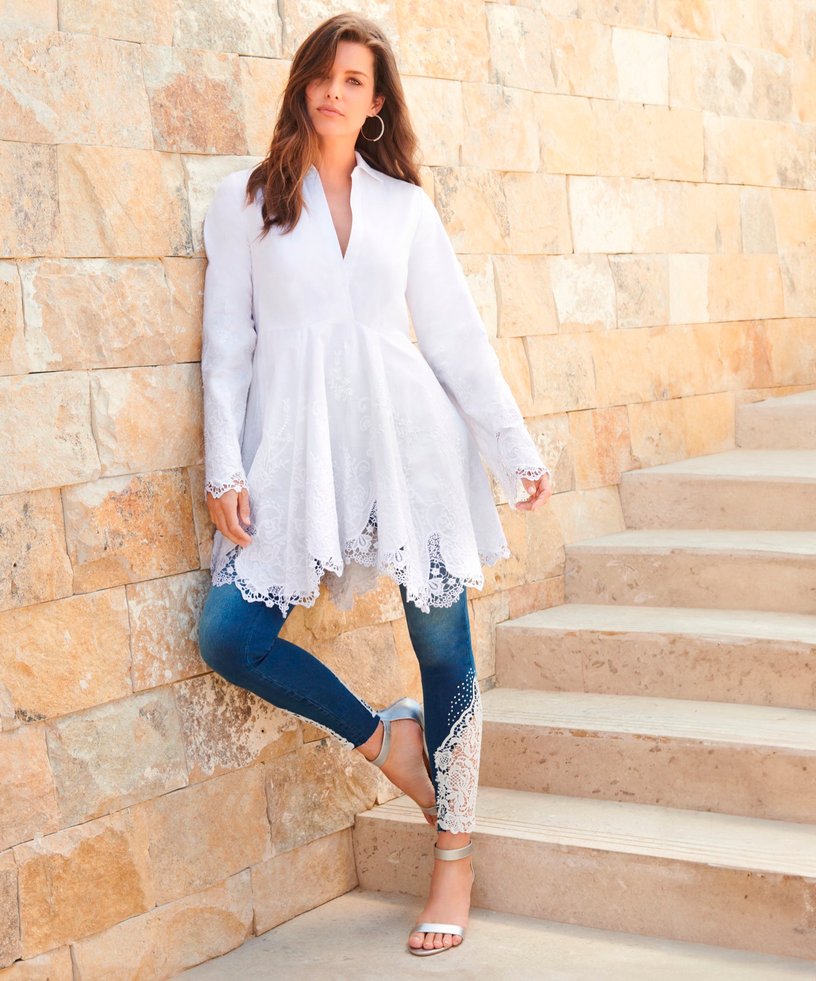 Poplin Embroidered Swing Tunic image number 5