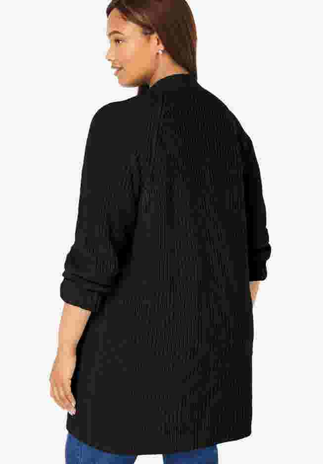Button-Front Shaker Cardigan image number 1