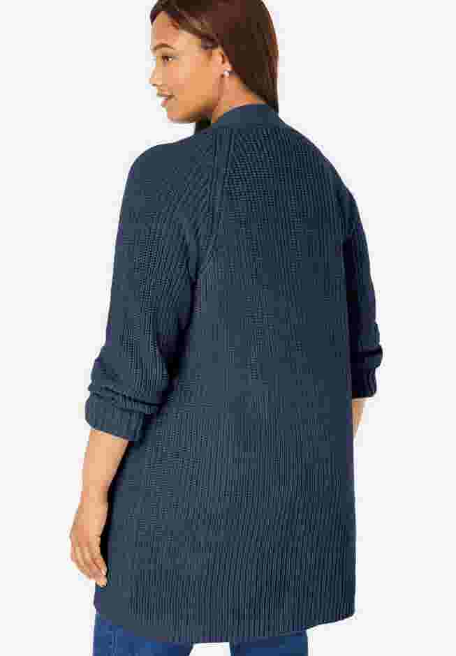 Button-Front Shaker Cardigan image number 1
