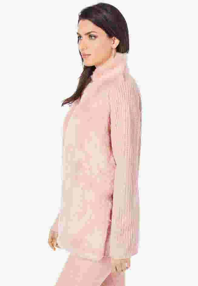 Faux Fur Cardigan Sweater image number 2