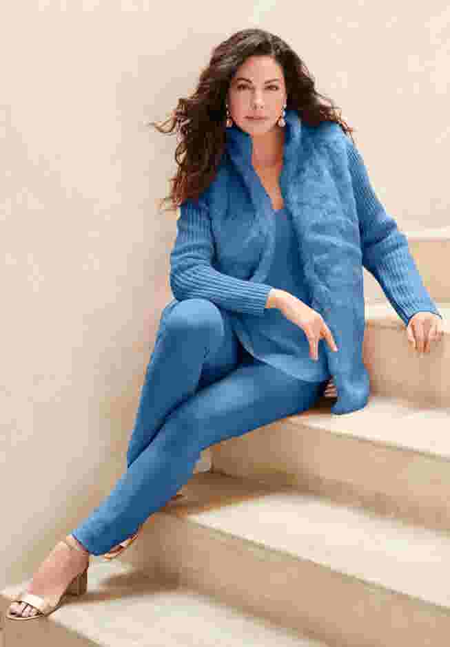 Faux Fur Cardigan Sweater image number 3