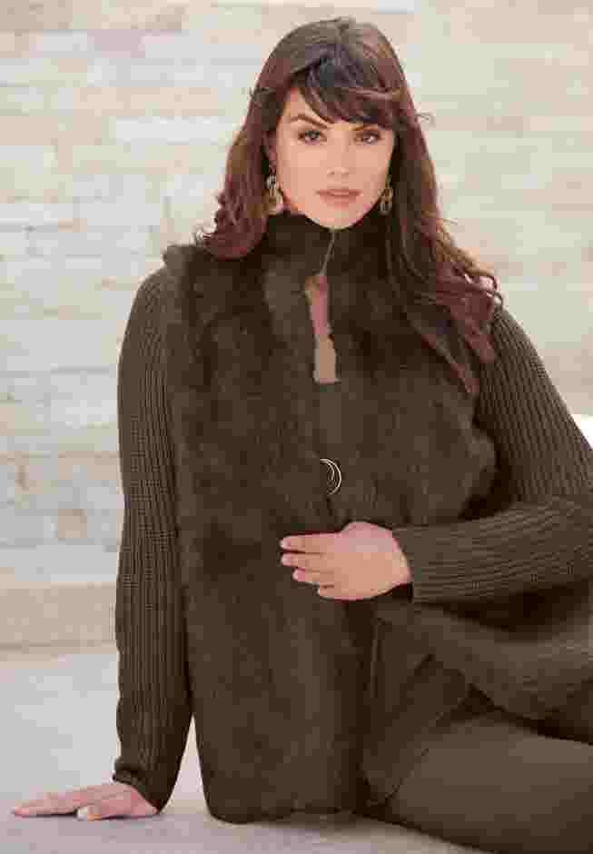 Faux Fur Cardigan Sweater image number 4