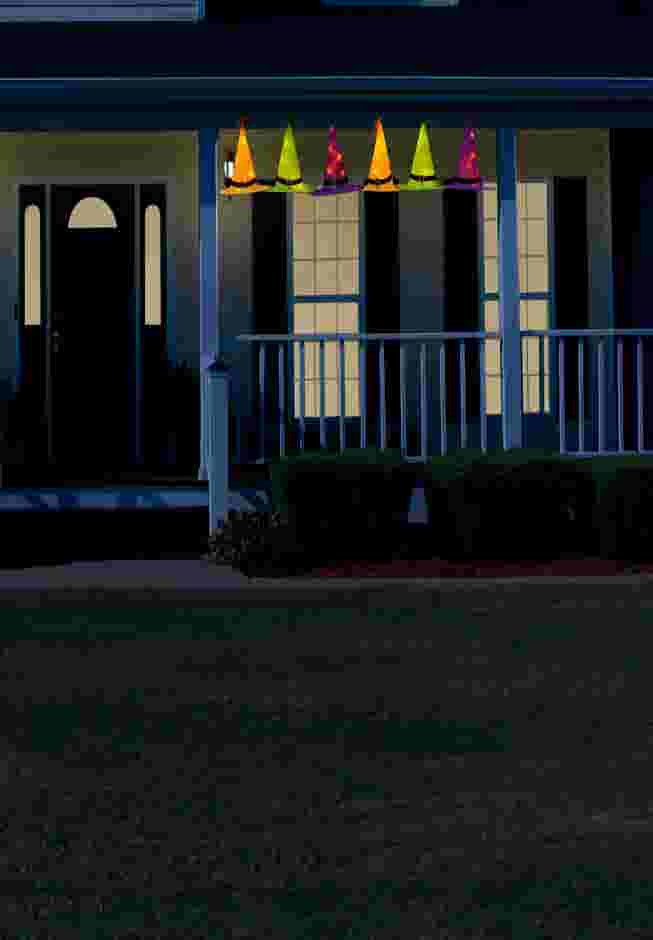 Set of 6 Pre-Lit Hanging Witches Hats image number 2
