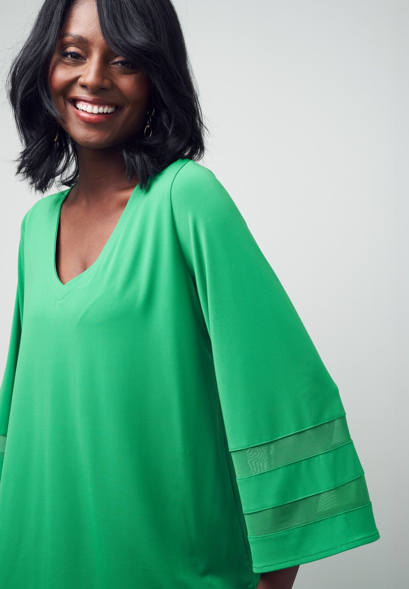 Stretch Knit Mesh Inset Sleeve Tunic image number 4