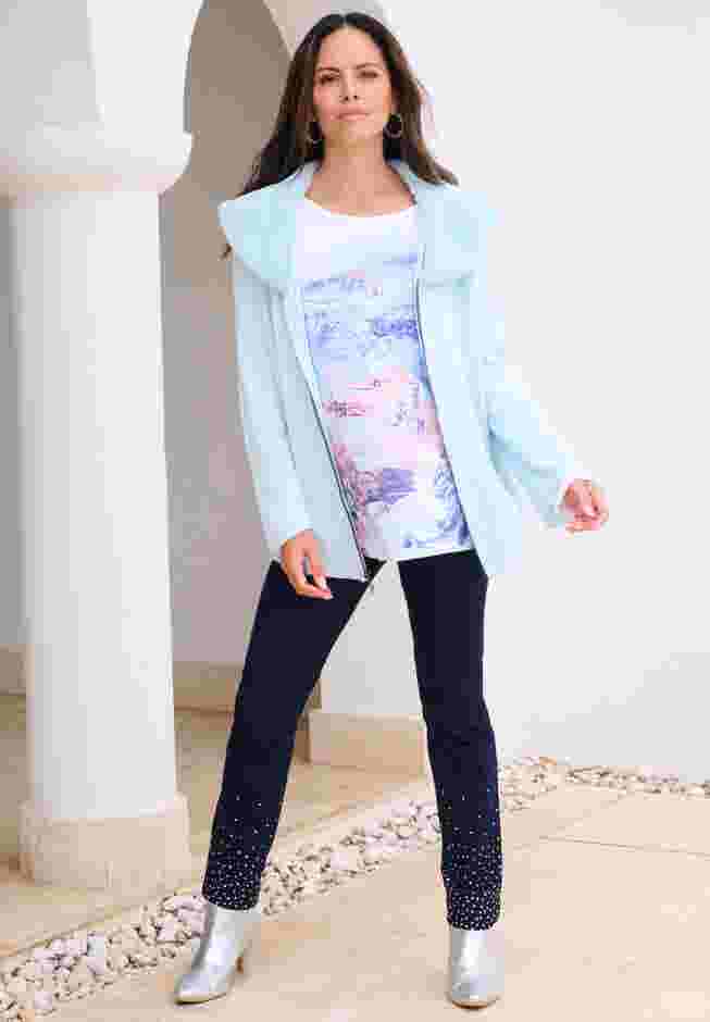 Invisible Stretch® Embellished Straight-Leg Iconic Jean image number 3