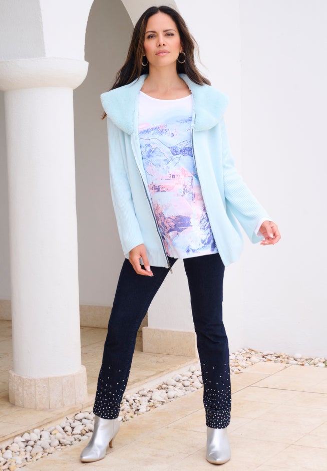 Invisible Stretch® Embellished Straight-Leg Iconic Jean image number 3
