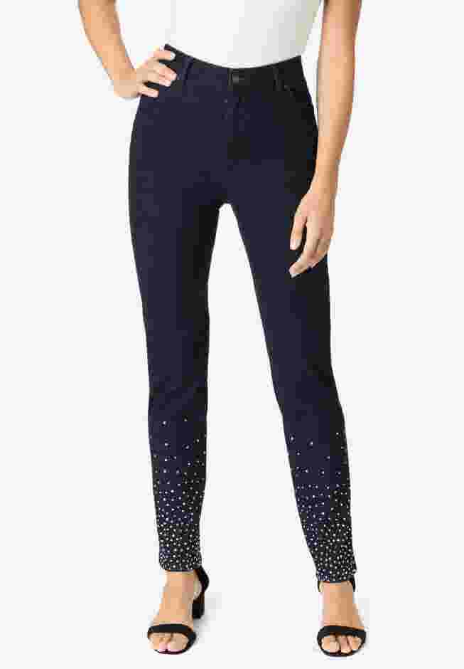 Invisible Stretch® Embellished Straight-Leg Iconic Jean image number 0