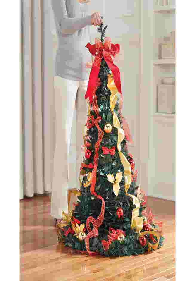 Fully Decorated Pre-Lit 6’ Pop-Up Christmas Tree image number 1