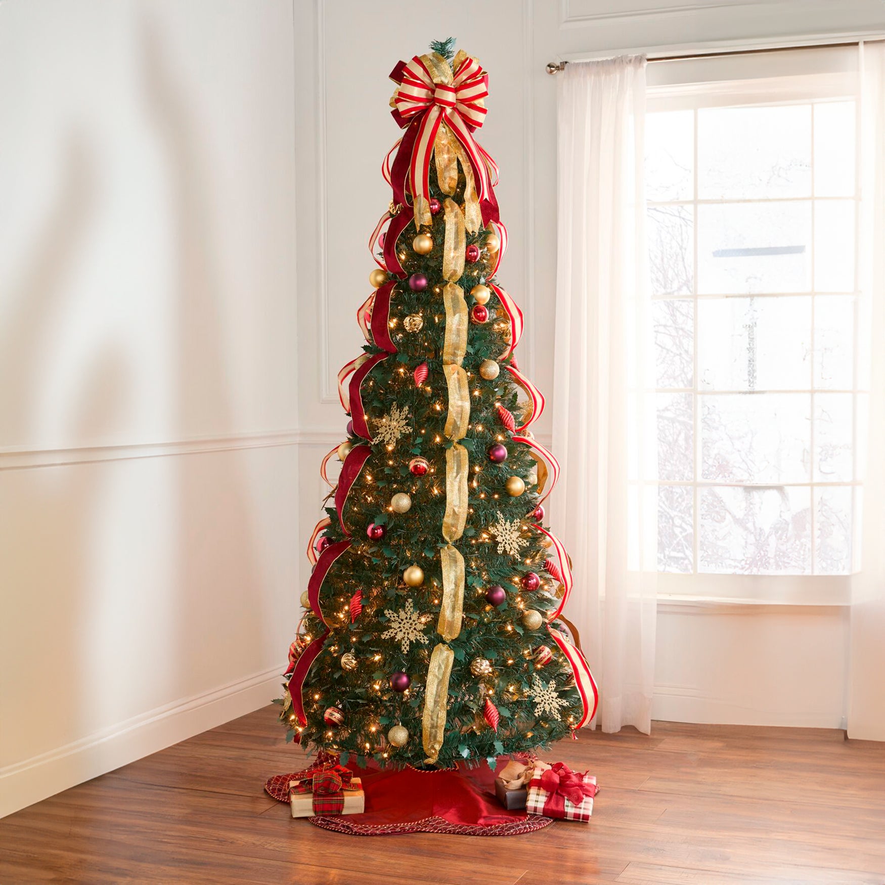 Fully Decorated Pre-Lit 7&frac12; Ft. Pop-Up Christmas Tree image number 0