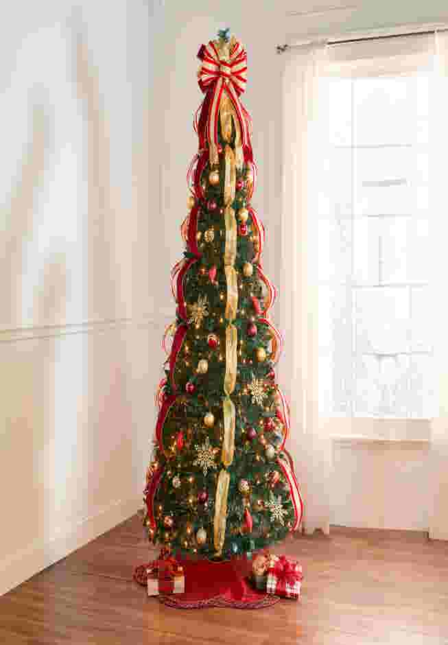 Fully Decorated Pre-Lit 7½’ Pop-Up Christmas Tree image number 0