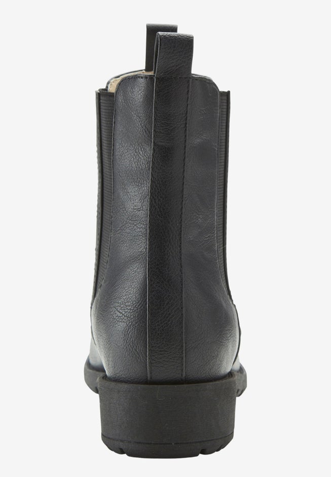 Sherpa Lined Faux Leather Chelsea Bootie image number null