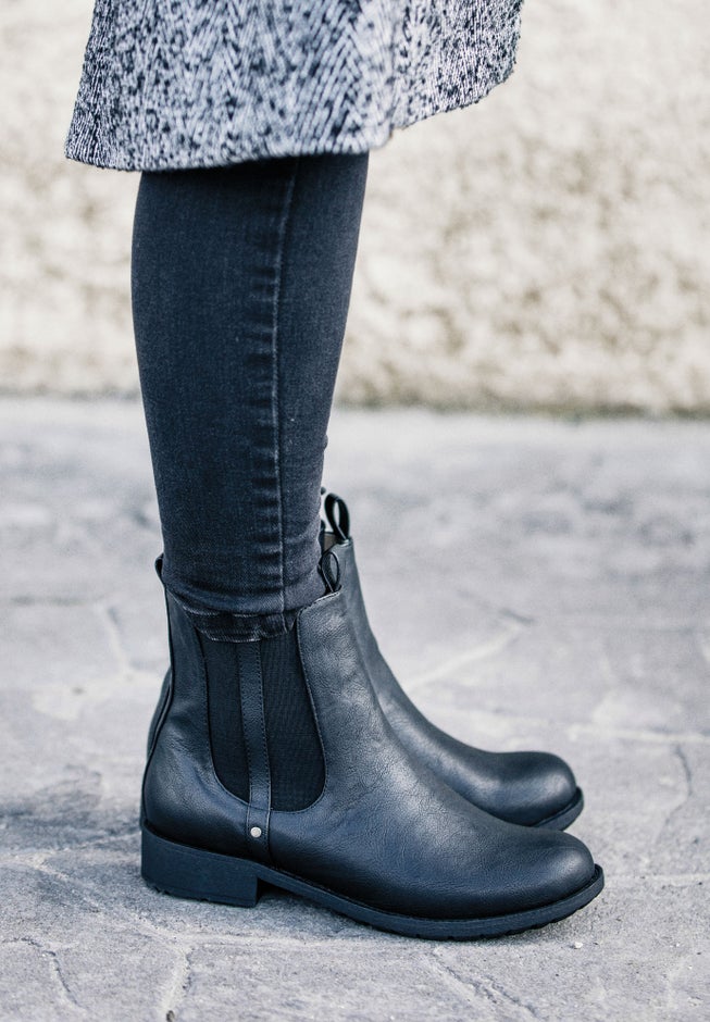 Sherpa Lined Faux Leather Chelsea Bootie image number null