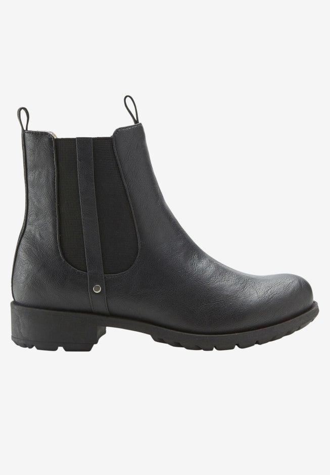 Sherpa Lined Faux Leather Chelsea Bootie image number null