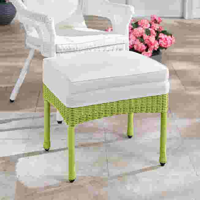 Brylane Roma Rocker Affordable Roma All-Weather Resin Wicker Ottoman, Willow | Brylane Home