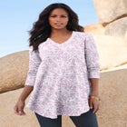 Plus Size Knit Thermal V Neck Swing Tunic &ndash; Long Sleeve image number null