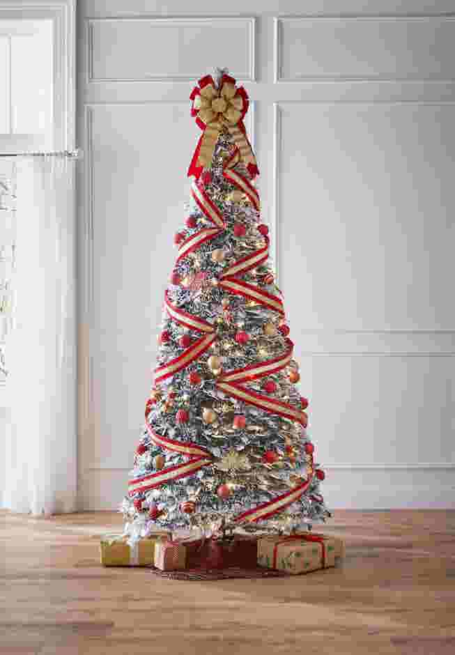 7½’H Pre-Lit Flocked Pop-Up Tree image number 0