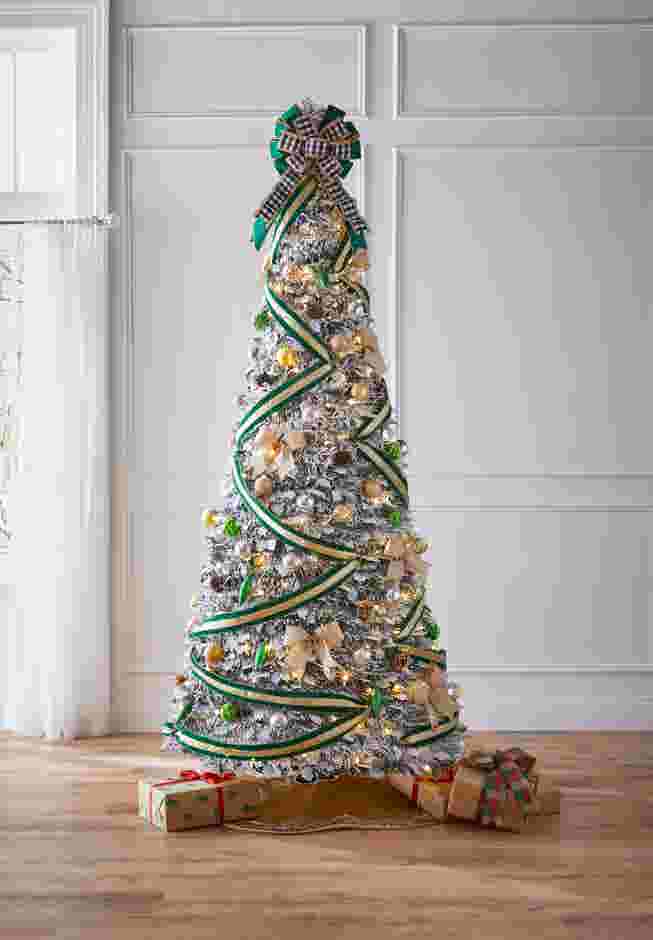7½’H Pre-Lit Flocked Pop-Up Tree image number 0
