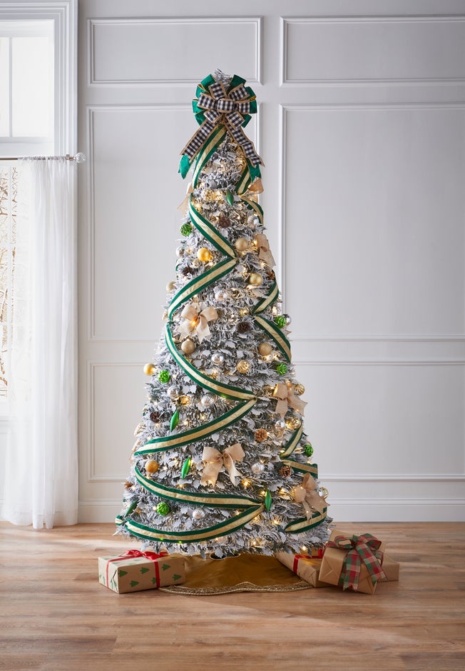 7½’H Pre-Lit Flocked Pop-Up Tree image number 0