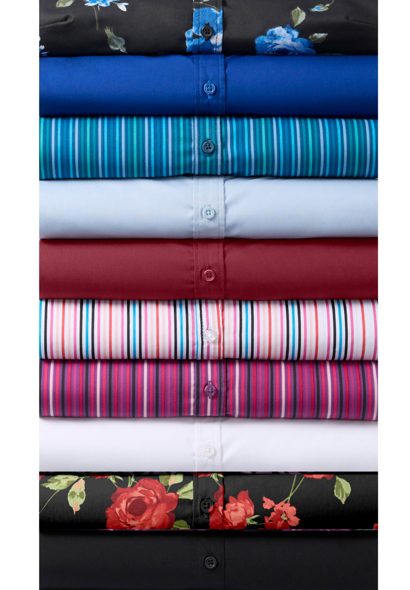 Plus Size Kate Long Sleeve Tunic Easy Cotton-Blend Button-Front Shirt image number 7