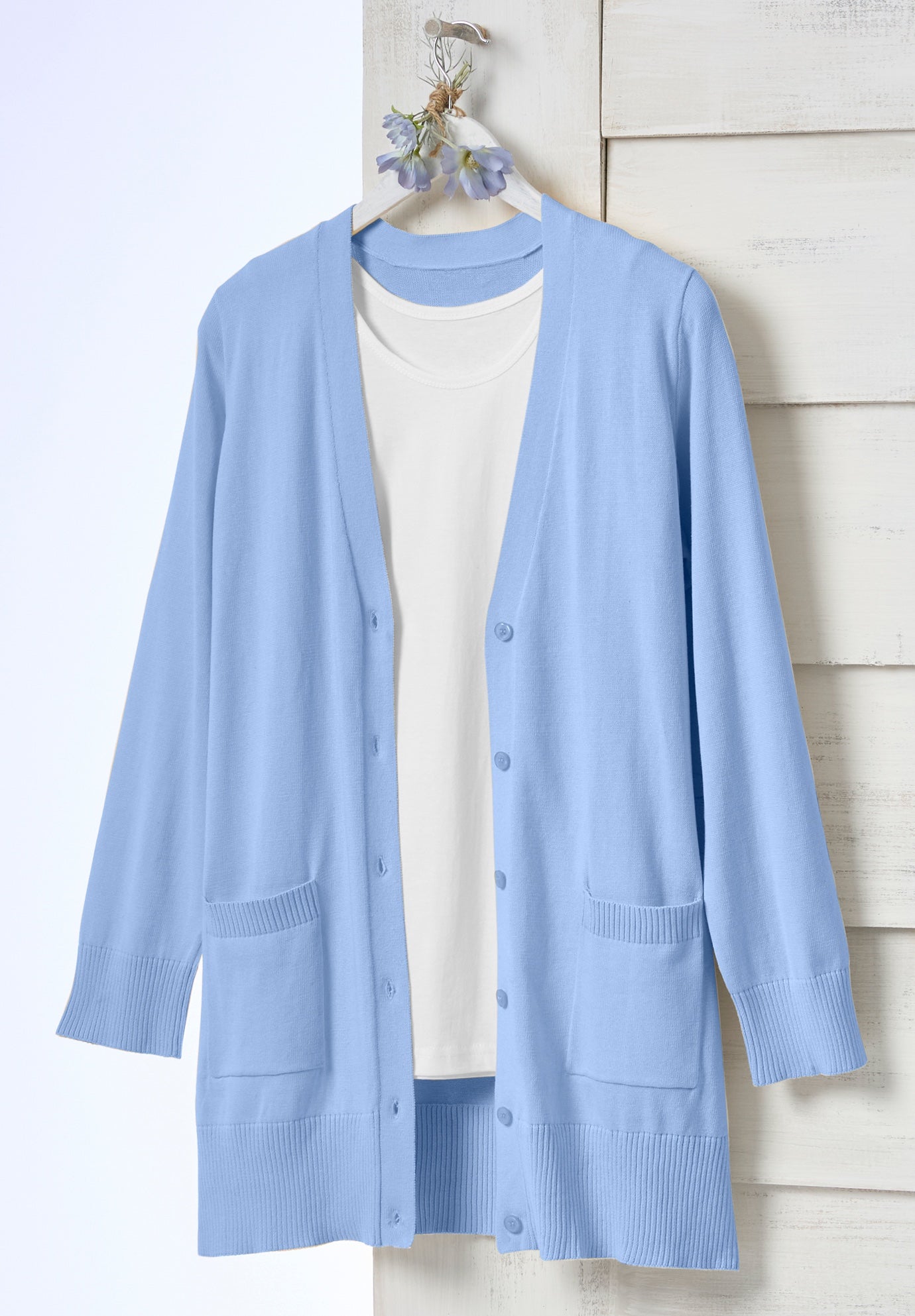 Perfect Longer-Length Cotton Cardigan Sweater image number 3