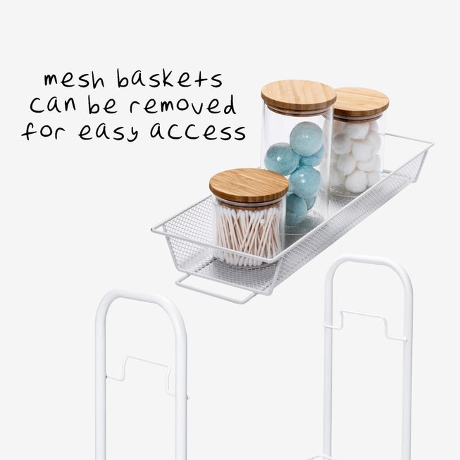 3-Basket Slim Rolling Wire Cart image number null