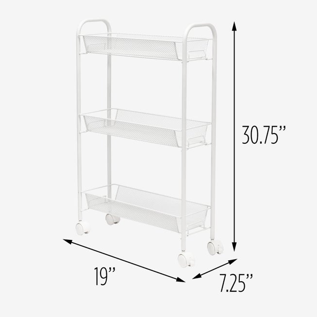 3-Basket Slim Rolling Wire Cart image number null