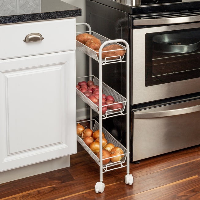 3-Basket Slim Rolling Wire Cart image number null